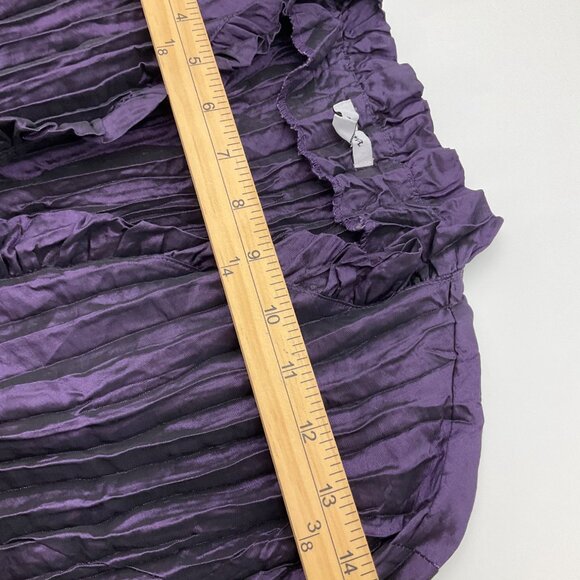 Vintage Y2K Agora Sz.Medium Blouse Purple Crinkle Frill Fairy Whimsygoth - Picture 9 of 10